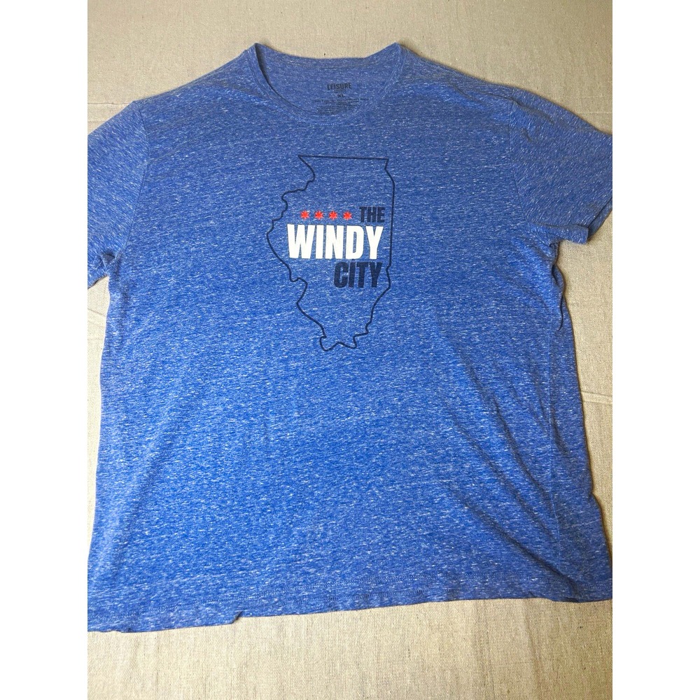 Leisure Lounge Men's XL Blue Crew Neck Short Sleeve Graphic Print Windy City Tee